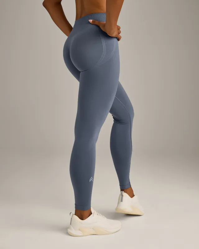 EffortlessLift™ Seamless Leggings with Grey Logo | Light Granite Blue made by Oner Active