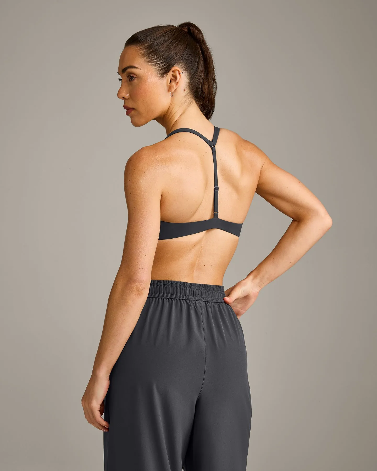 UnifiedMove™ T Back Minimal Bralette with Reflective Logo | Coal sold by Oner Active product image thumbnail 5