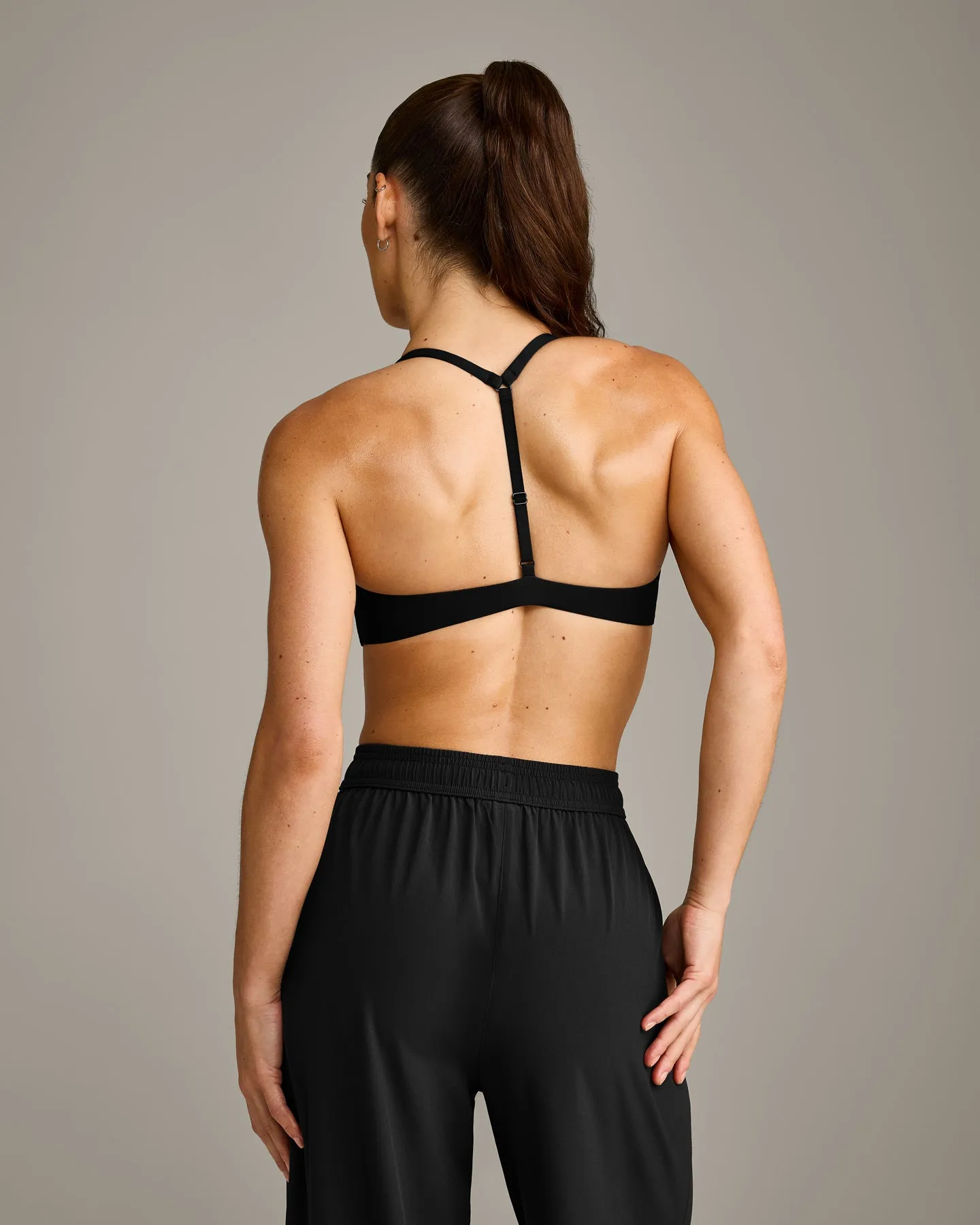 UnifiedMove™ T Back Minimal Bralette with Reflective Logo | Black sold by Oner Active product image thumbnail 2