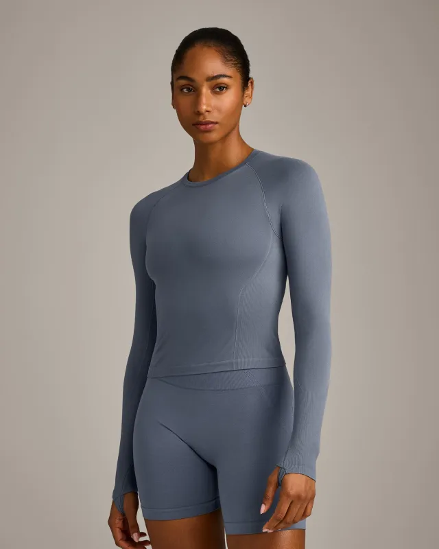 Oner Seamless Fitted Long Sleeve Top | Dark Granite Blue made by Oner Active