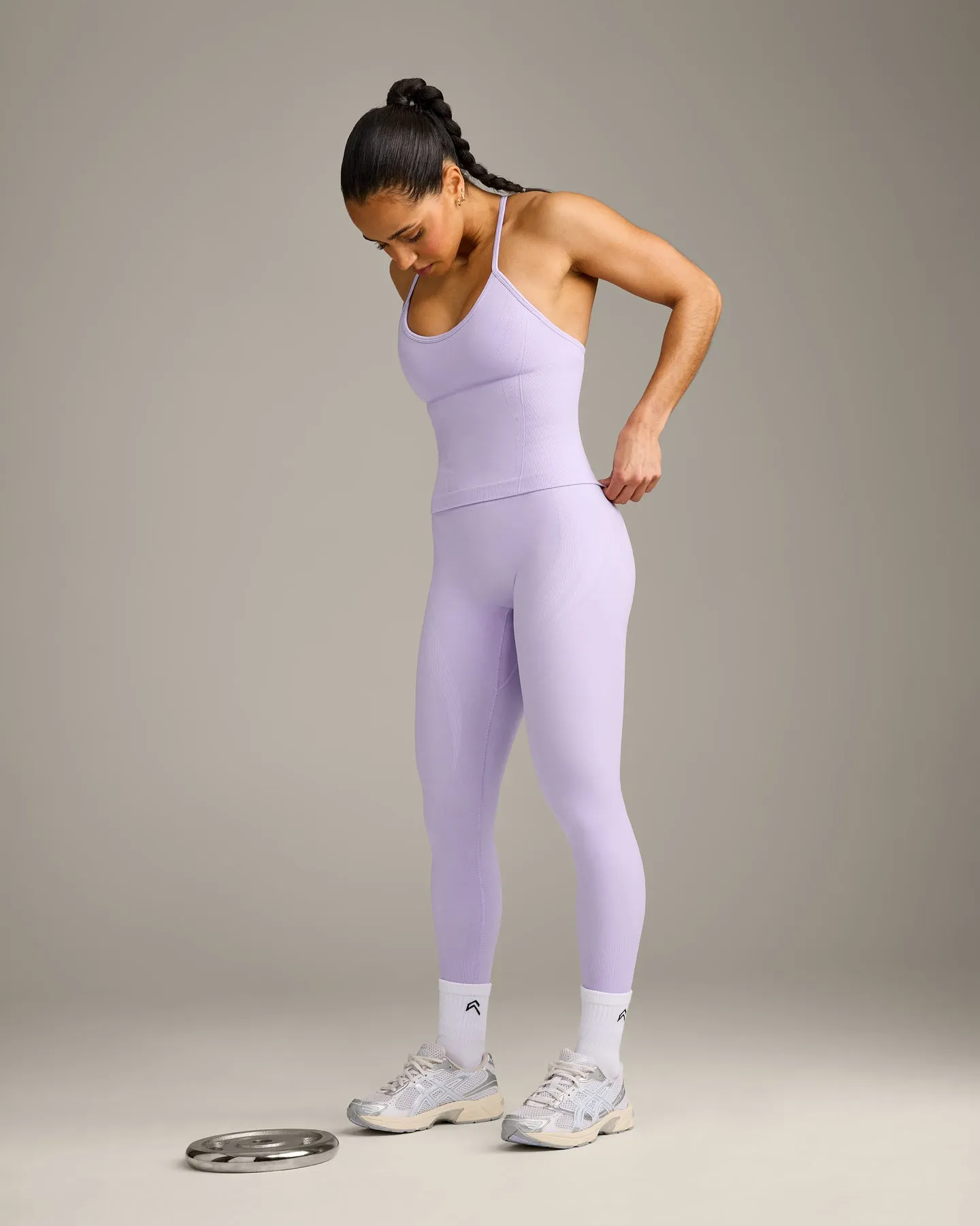 EnhanceLift™ Seamless Strappy Racer Tank Top with Built in Bra Shelf | Lavender Purple sold by Oner Active product image thumbnail 3