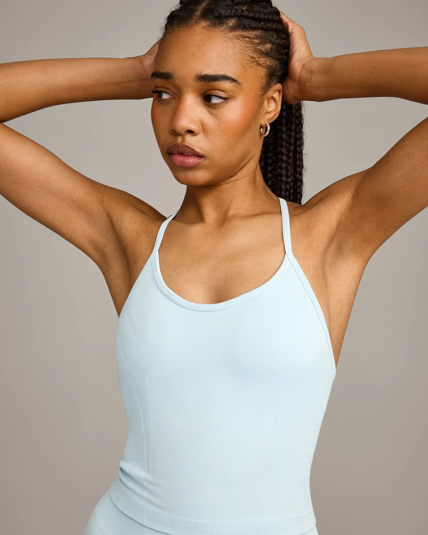 EnhanceLift™ Seamless Strappy Racer Tank Top with Built in Bra Shelf | Cloud Blue sold by Oner Active product image thumbnail 4