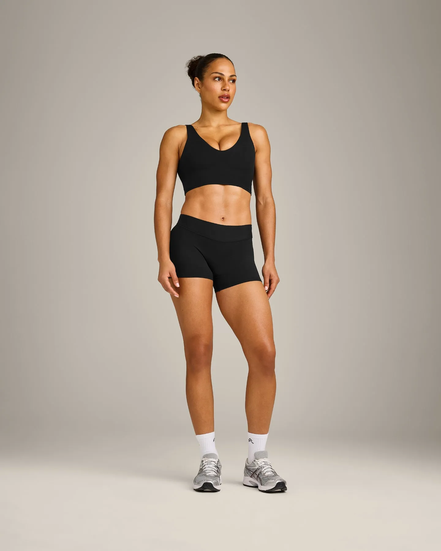 SoftMotion™ Longline Sports Bra with Grey Logo | Black sold by Oner Active product image thumbnail 3