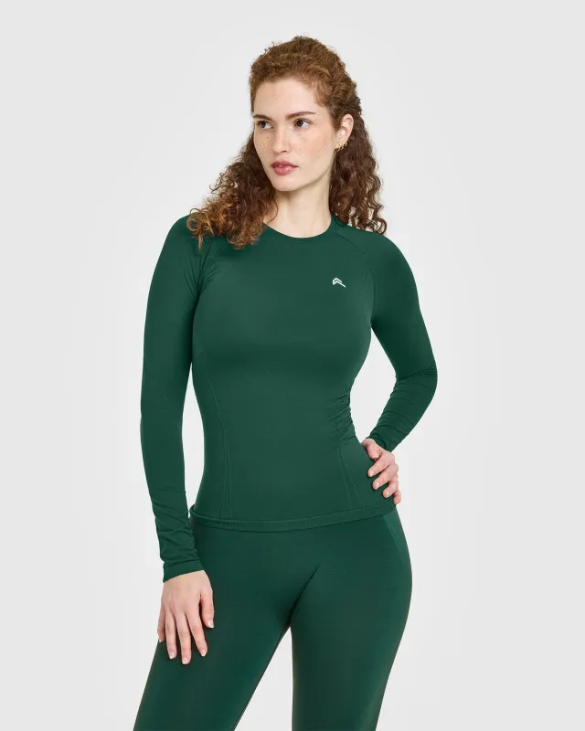 Go To Seamless Fitted Long Sleeve Top | Racing Green made by Oner Active