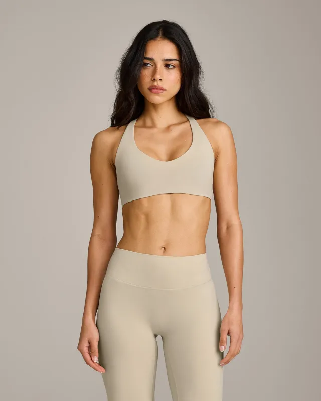 SoftMotion™ Bralette with Grey Logo | Oatmeal made by Oner Active