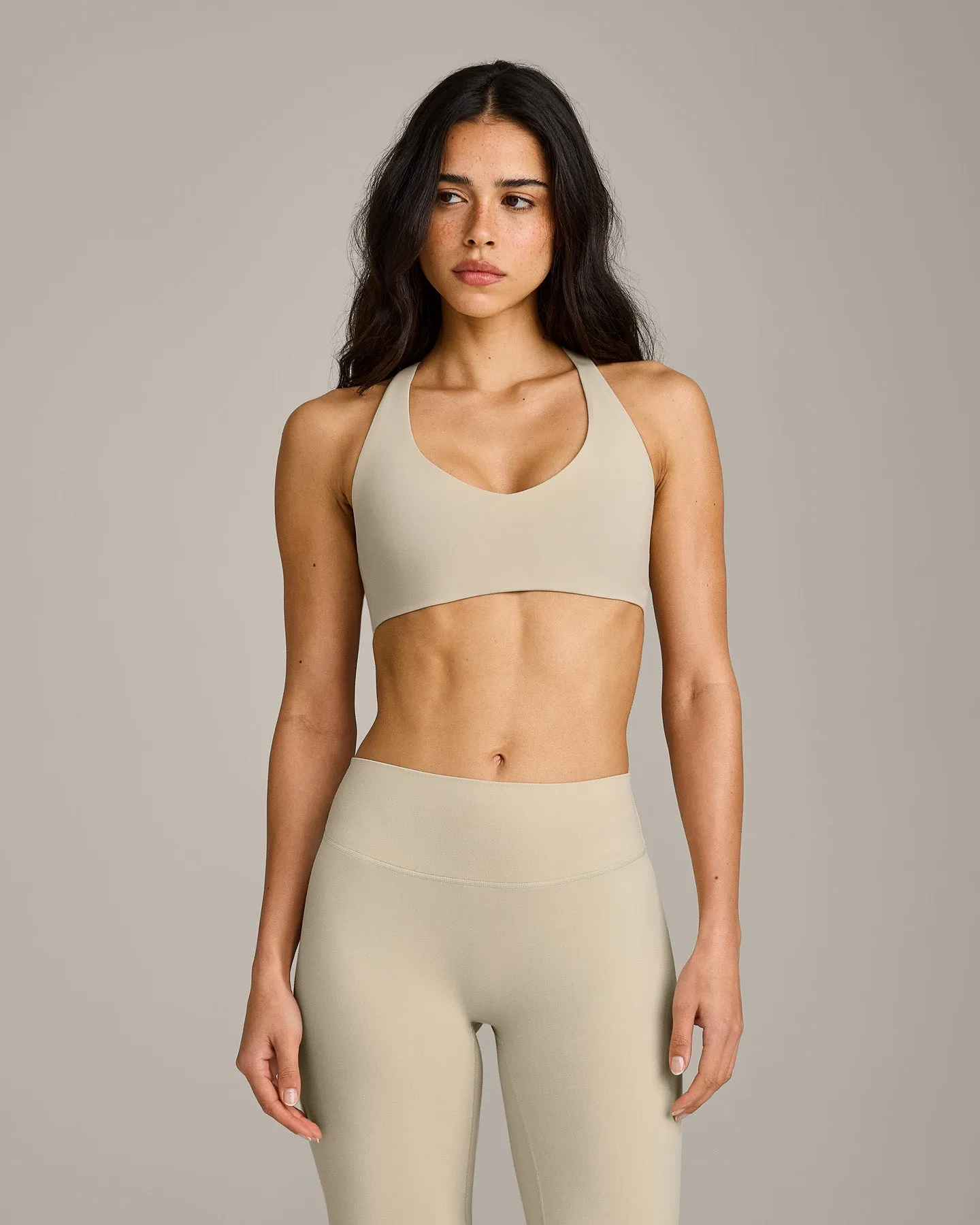 SoftMotion™ Bralette with Grey Logo | Oatmeal sold by Oner Active