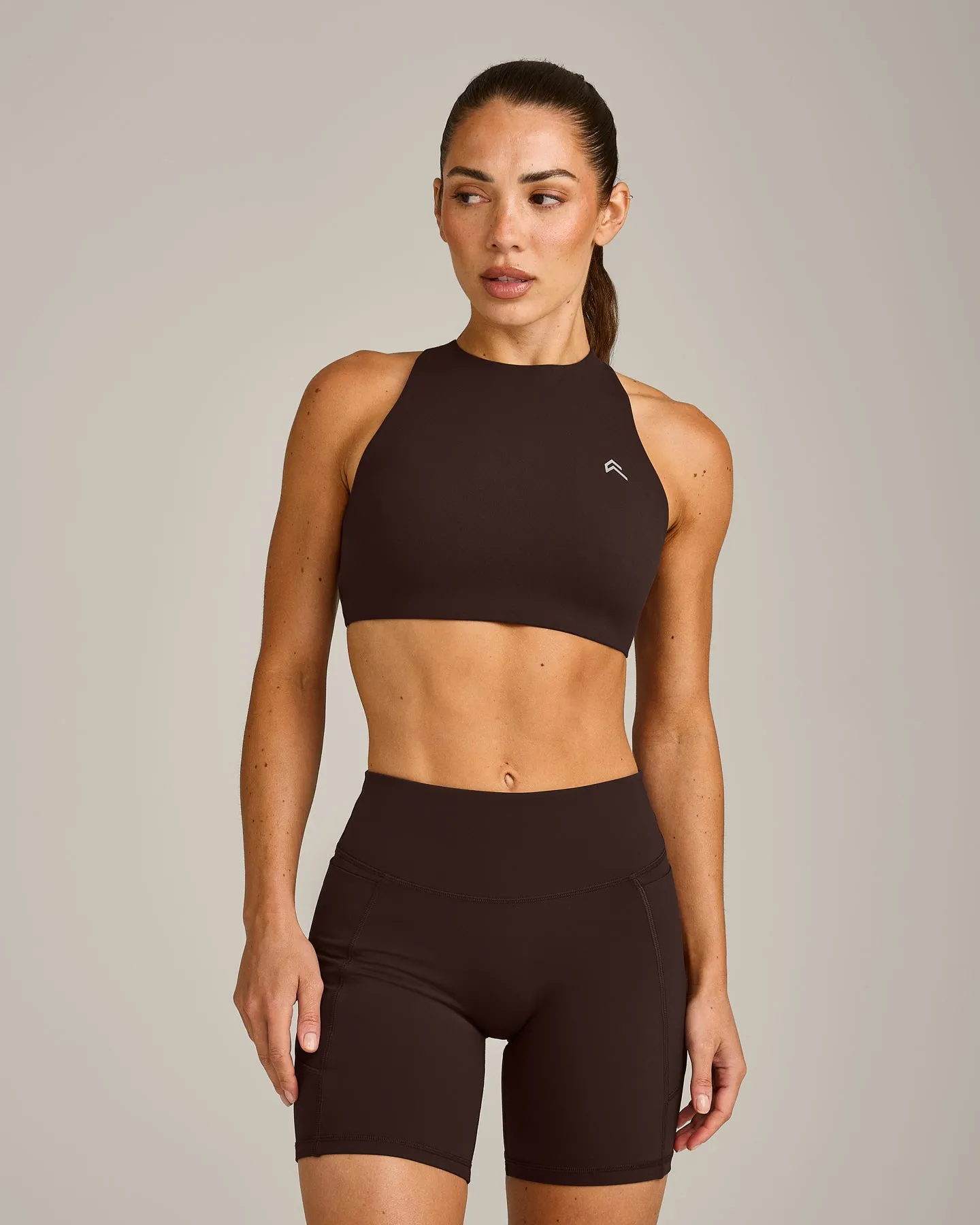 EasyLift™ High Neck Sports Bra | 70% Cocoa sold by Oner Active