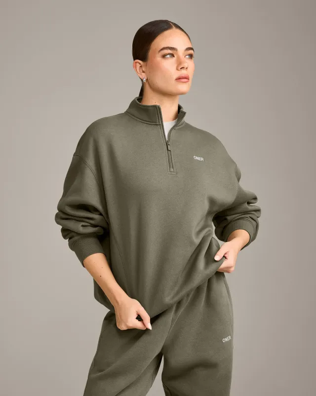 Foundations Cosy 1/4 Zip Sweatshirt | Alpine Green made by Oner Active