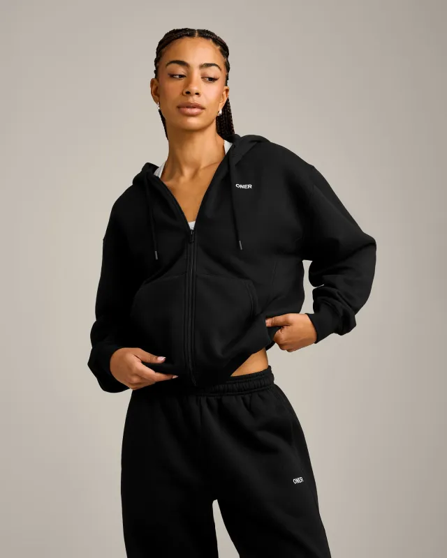 Foundations Cosy Zip Up Hoodie | Black made by Oner Active