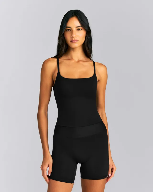 SoftMotion™ Strappy Tank Top with Built in Bra Shelf | Black made by Oner Active