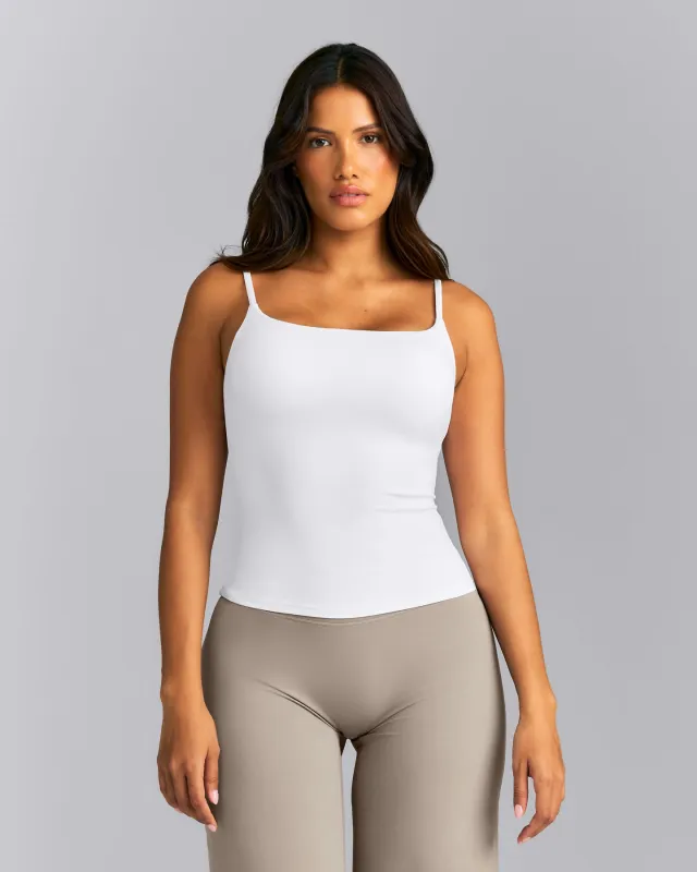 SoftMotion™ Strappy Tank Top with Built in Bra Shelf New Branding | White made by Oner Active