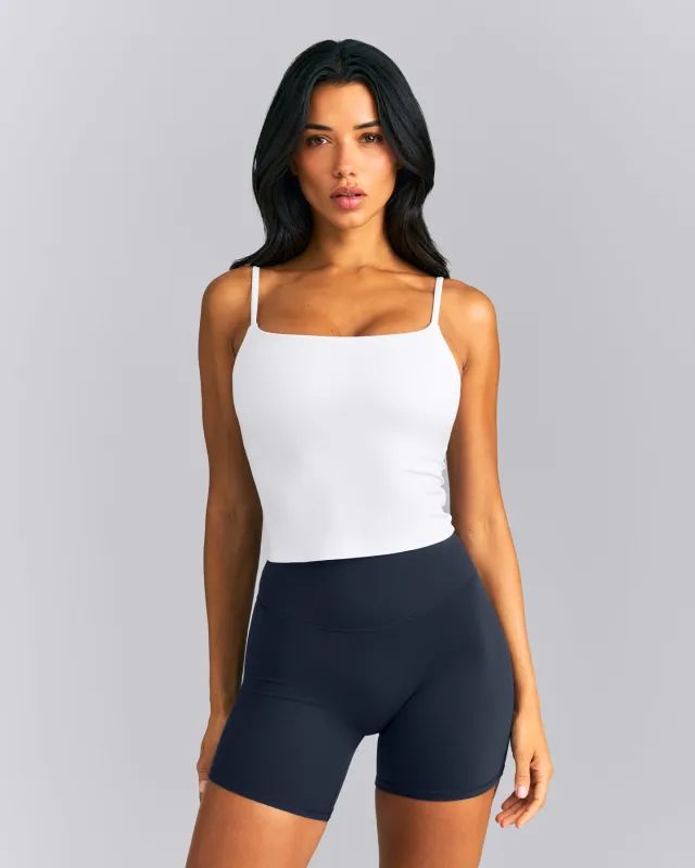 SoftMotion™ Strappy Mid Tank Top with Built in Bra Shelf | White made by Oner Active