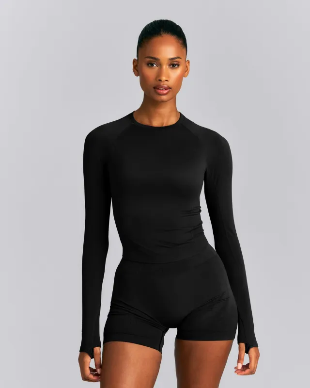 Oner Seamless Fitted Long Sleeve Top New Branding | Black made by Oner Active