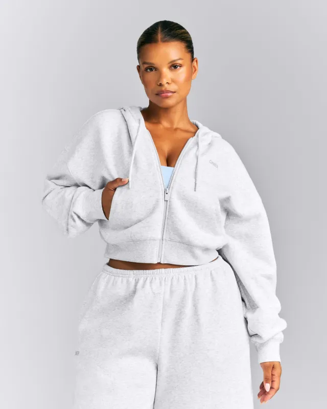 Foundations All Season Cropped Zip Up Hoodie | Gray Marl made by Oner Active