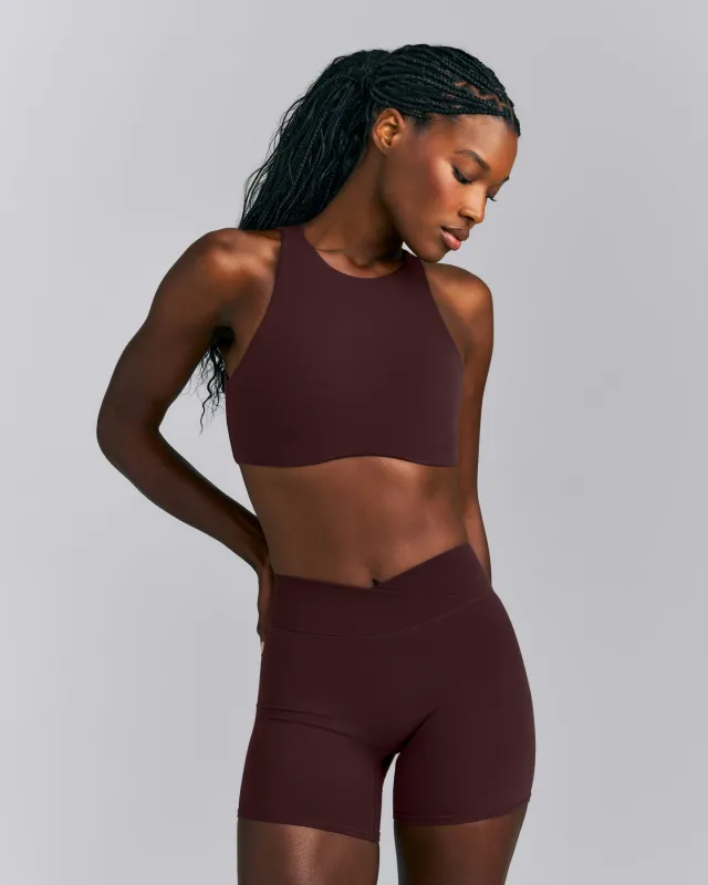 SoftMotion™ High Neck Sports Bra | Plum Brown made by Oner Active