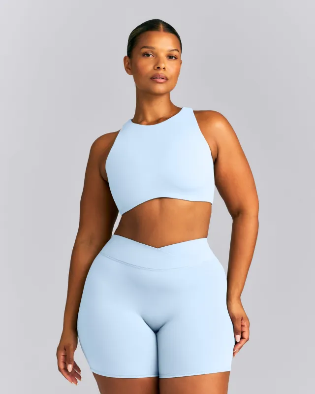 SoftMotion™ High Neck Sports Bra | Mist Blue made by Oner Active