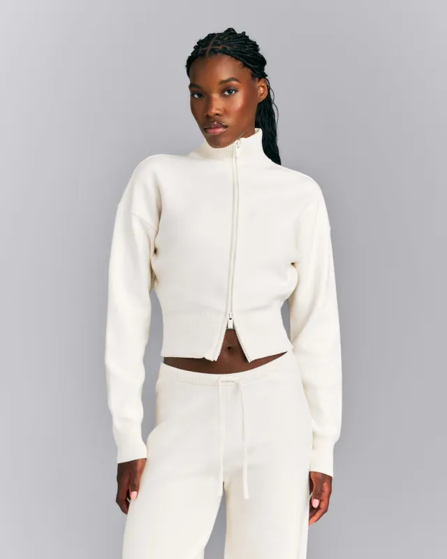 Mid Weight Cotton Knit Cardigan | Marshmallow White made by Oner Active