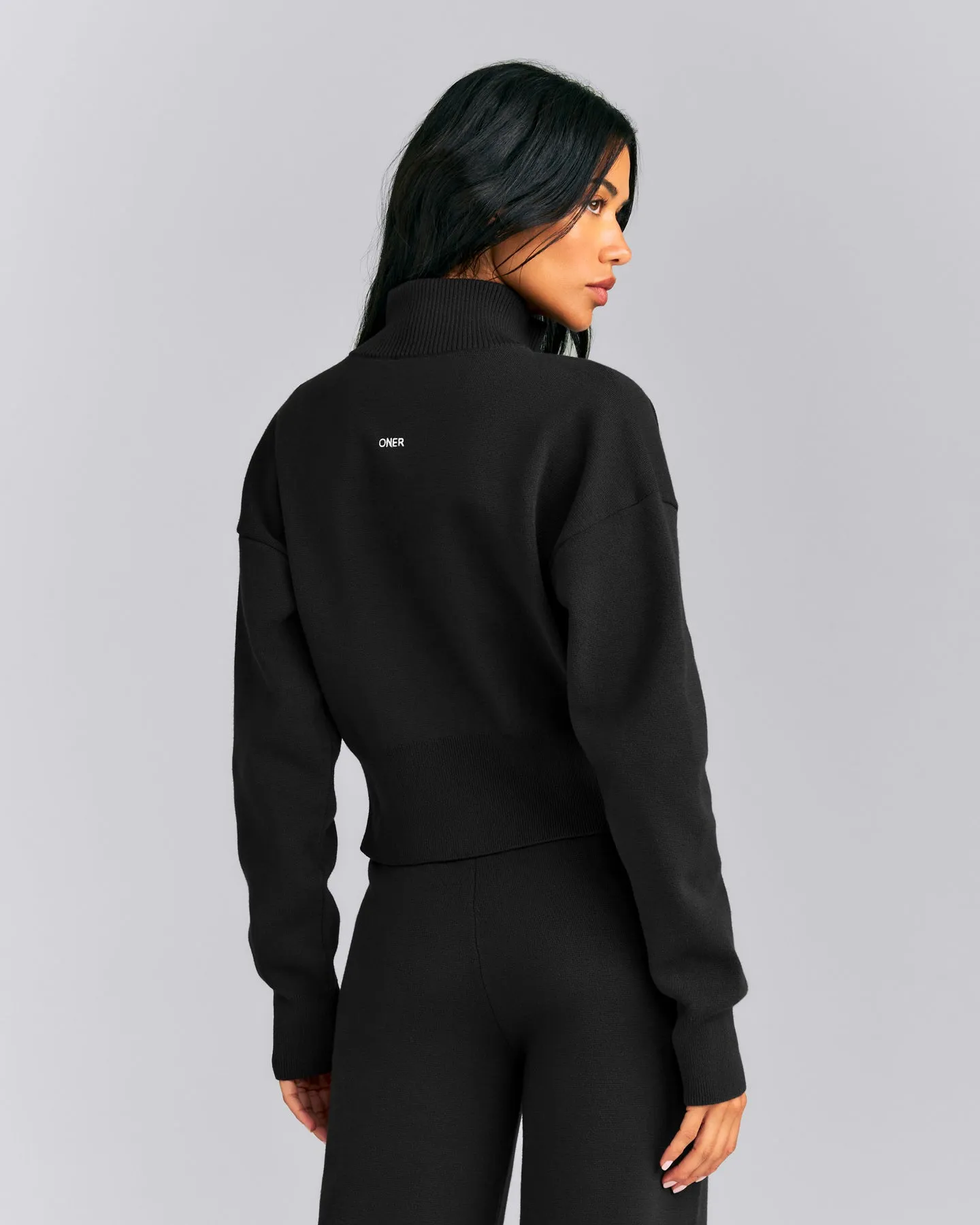 Mid Weight Cotton Knit Cardigan | Black sold by Oner Active product image thumbnail 2