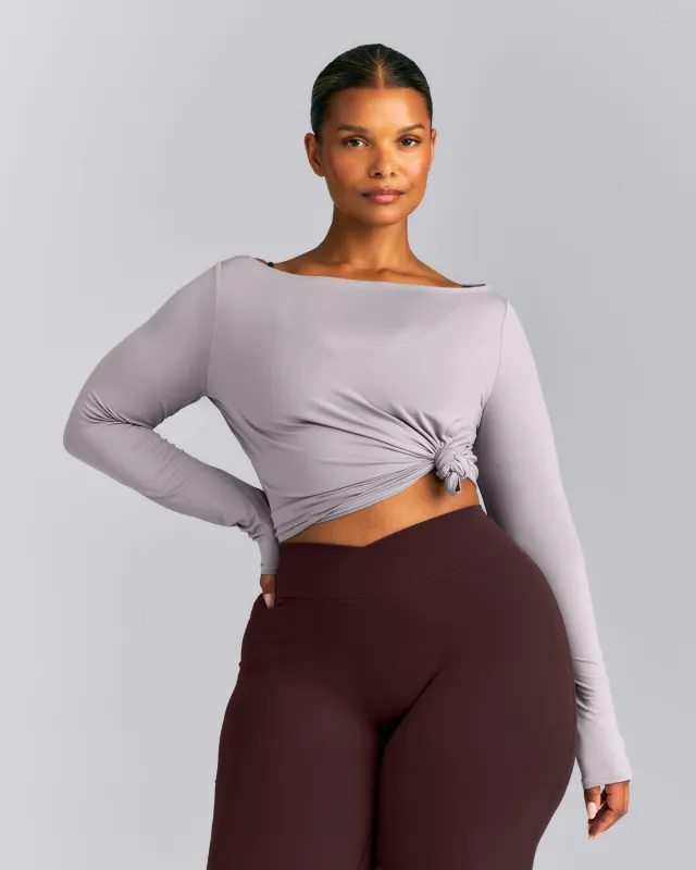 FormeSoft™ Relaxed Slash Neck Long Sleeve Top | Zinc Gray made by Oner Active