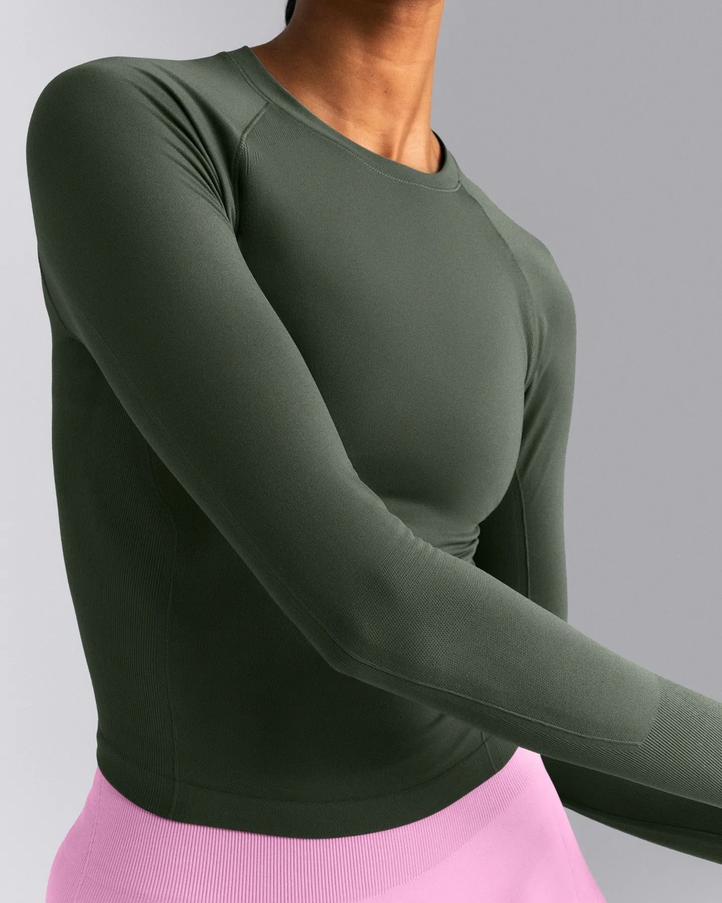 Oner Seamless Fitted Long Sleeve Top | Dark Khaki sold by Oner Active product image thumbnail 4