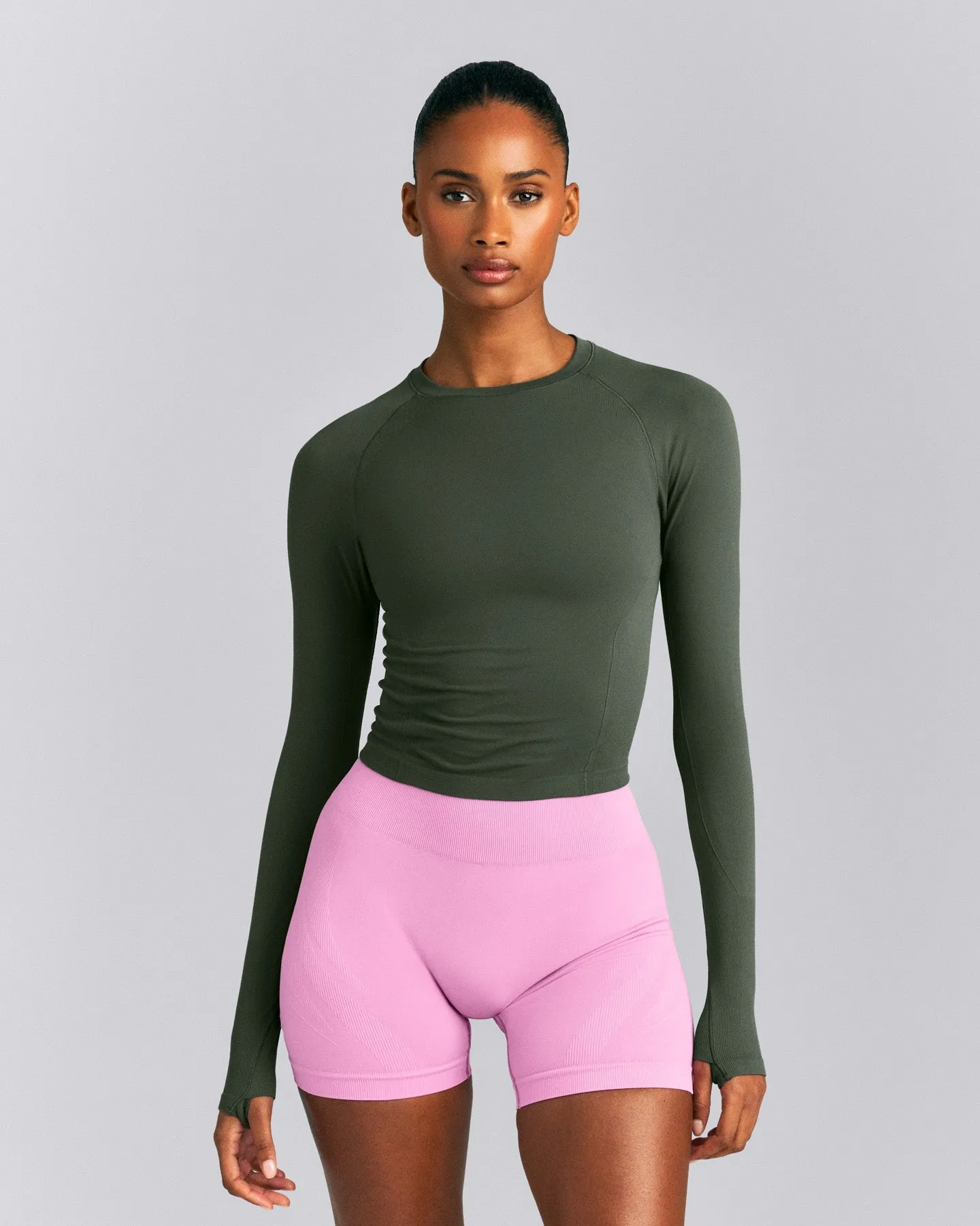 Oner Seamless Fitted Long Sleeve Top | Dark Khaki sold by Oner Active