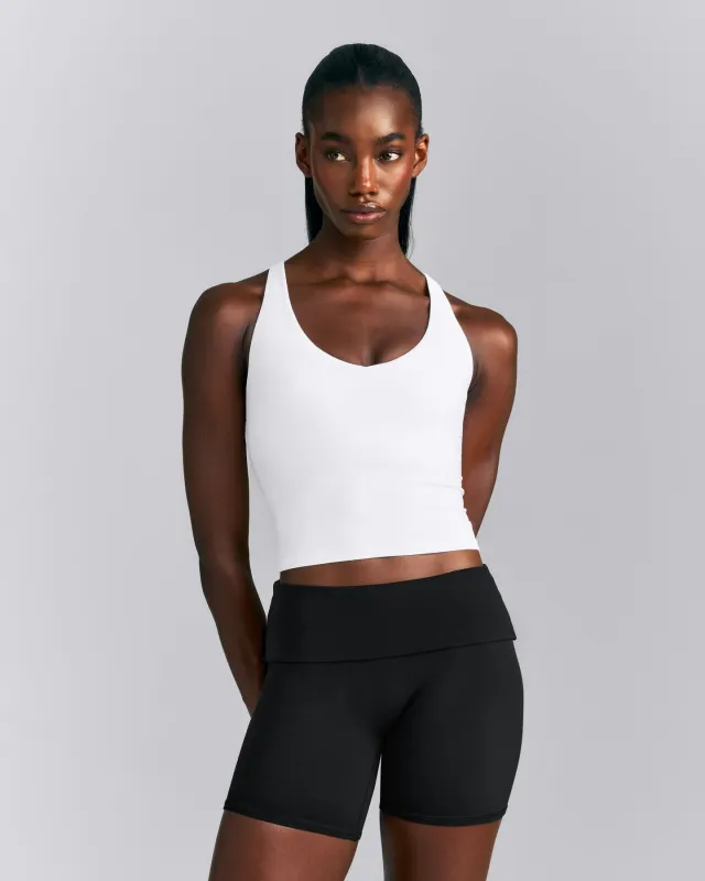 SoftMotion™ Racer Back Mid Tank Top with Built in Bra Shelf | White made by Oner Active