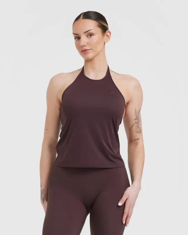 Go To High Neck Loose Crop Vest | Plum Brown sold by Oner Active