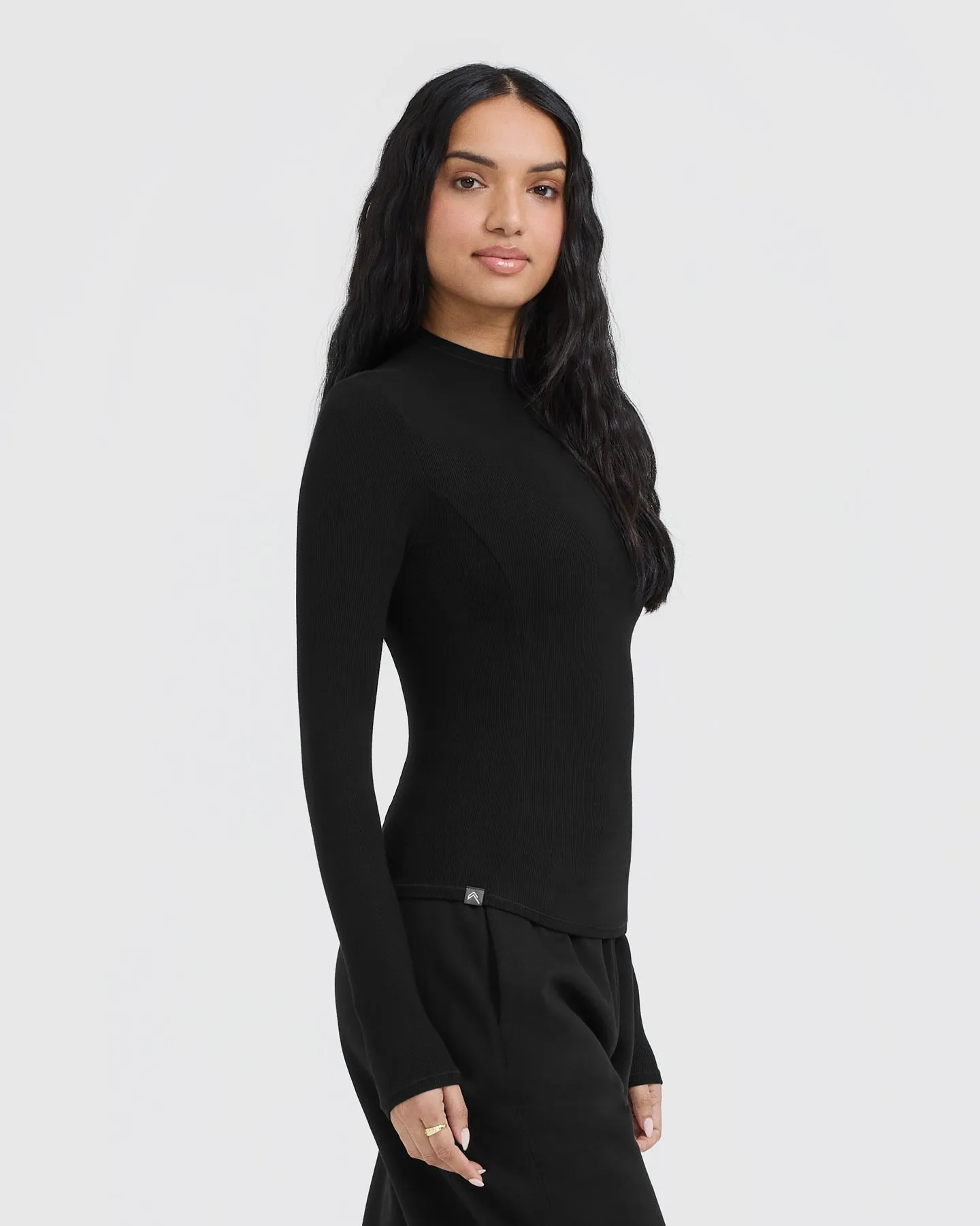 Mellow Rib Mock Neck Long Sleeve Top | Black sold by Oner Active product image thumbnail 2