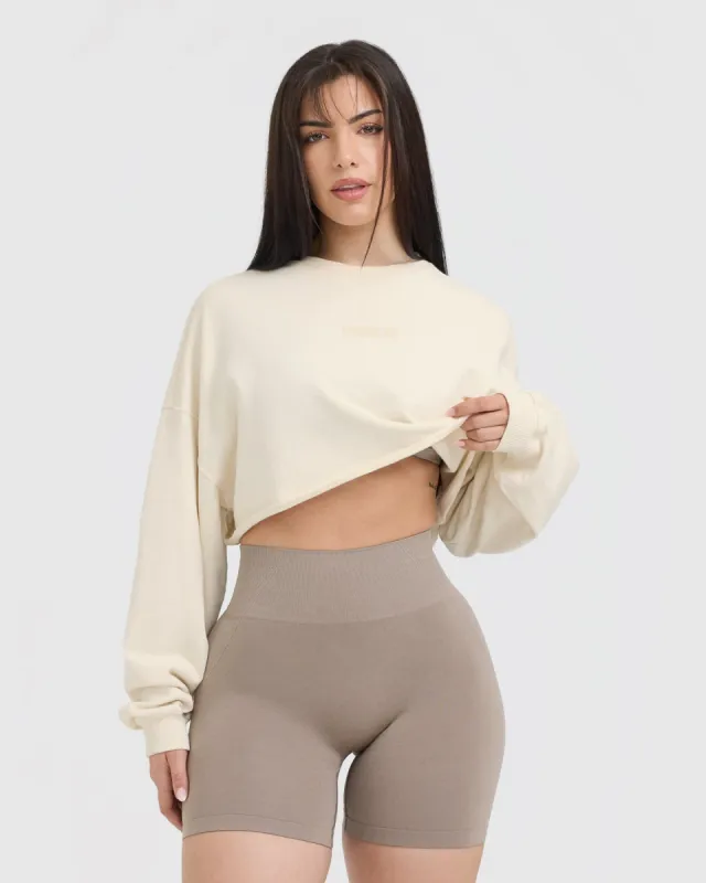 Raw Lounge Crop Sweatshirt | Off White sold by Oner Active