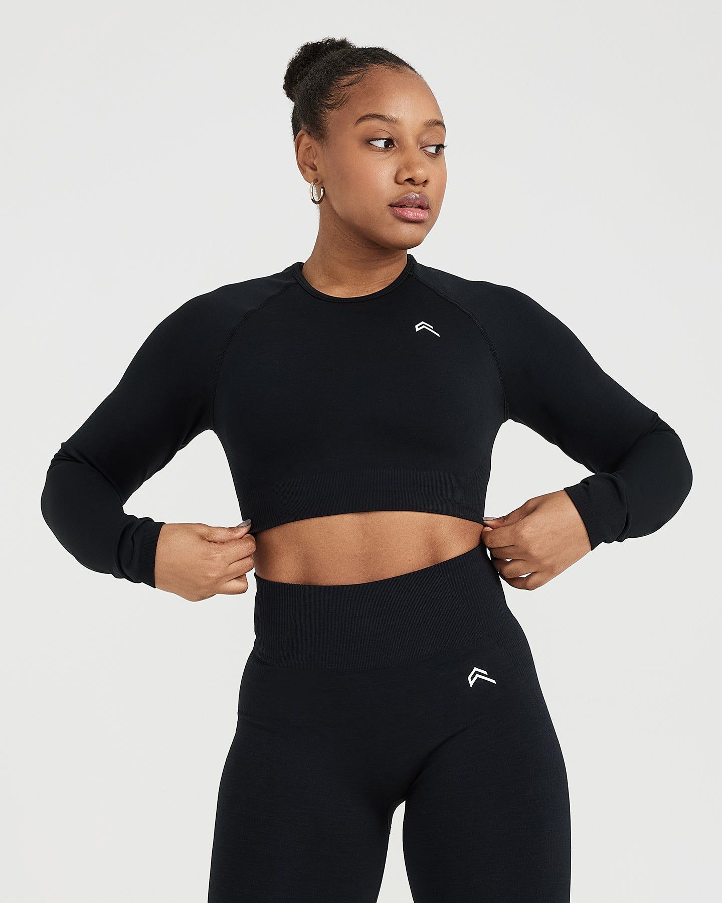 Classic Seamless 2.0 Long Sleeve Crop Top | Black Marl sold by Oner Active