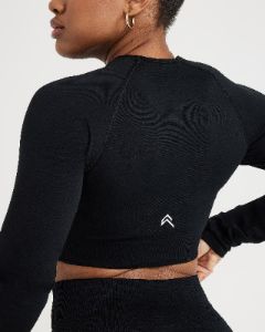 Classic Seamless 2.0 Long Sleeve Crop Top | Black Marl sold by Oner Active