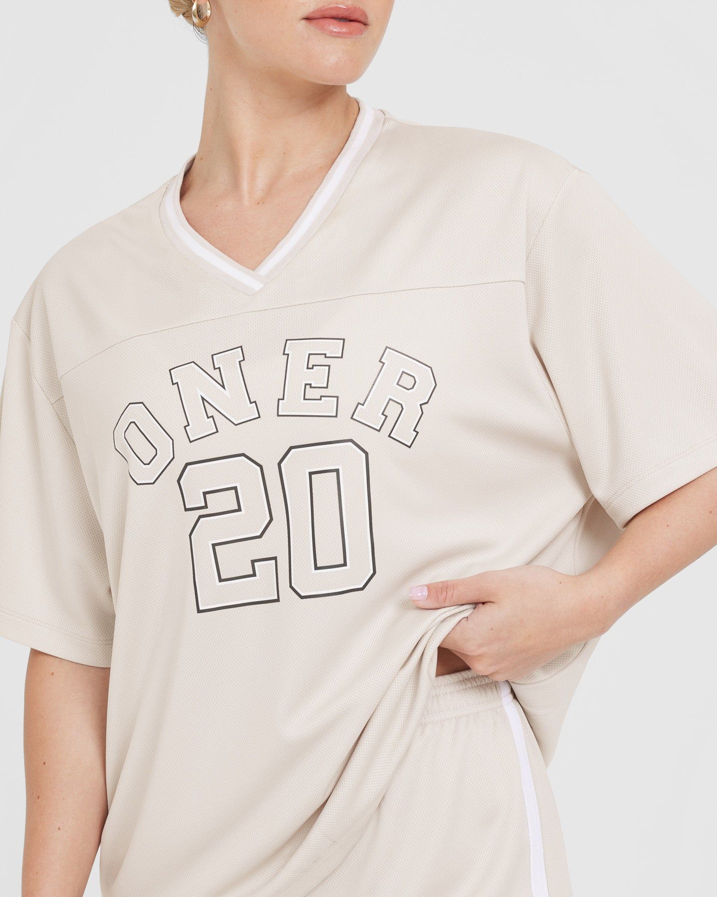 Varsity V-Neck Short Sleeve T-shirt | Sand sold by Oner Active product image thumbnail 4