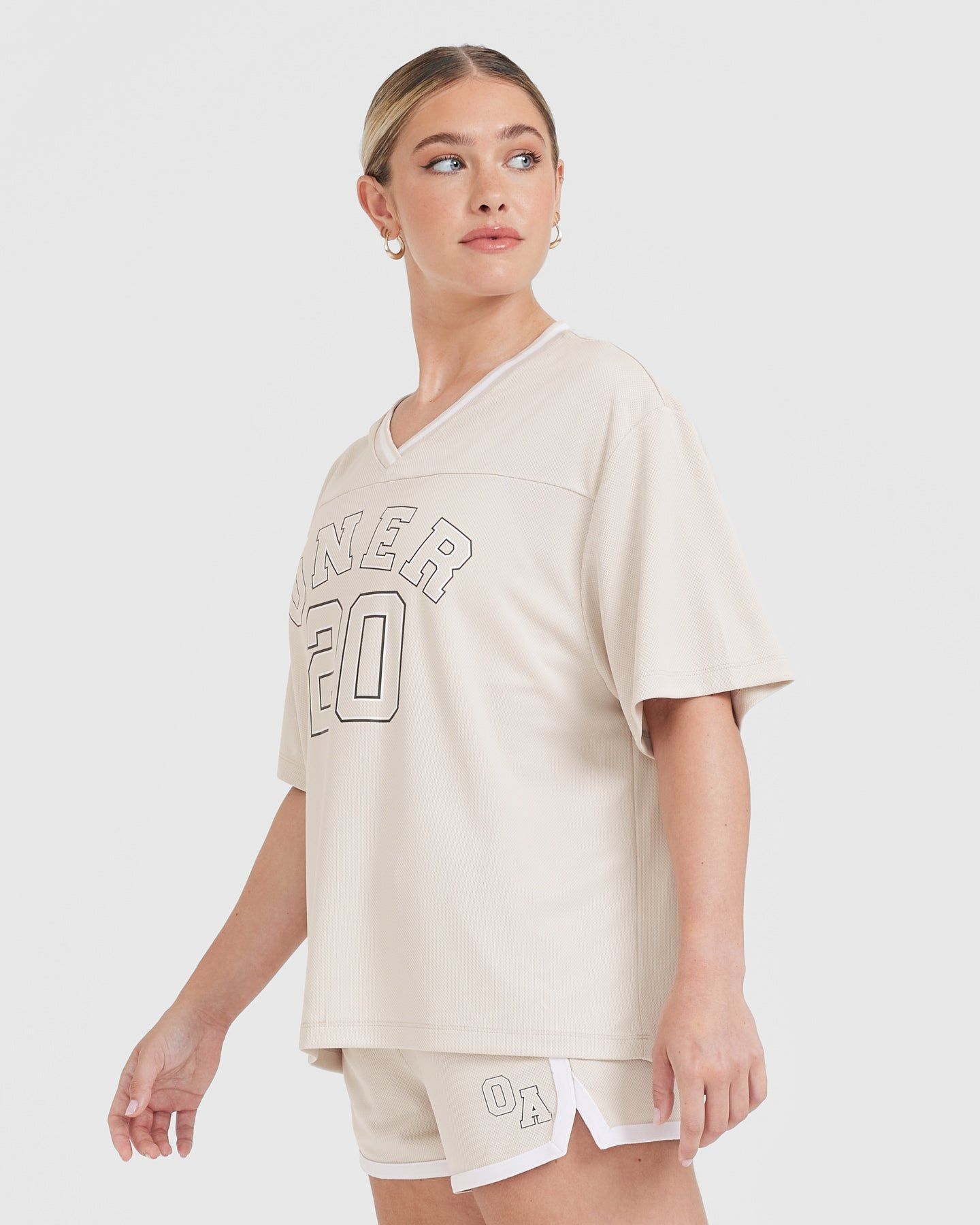 Varsity V-Neck Short Sleeve T-shirt | Sand sold by Oner Active product image thumbnail 3