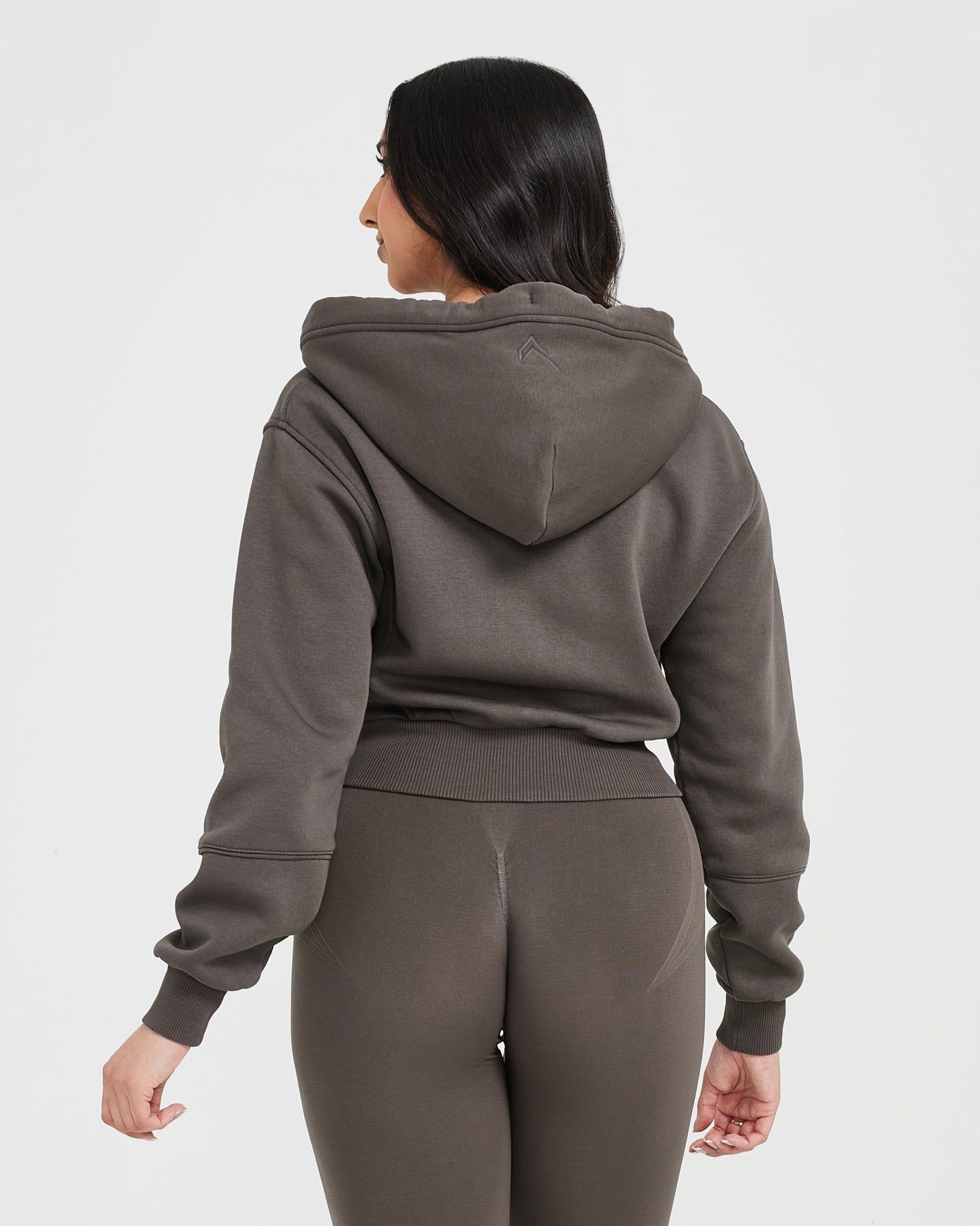 Classic Lounge Cropped Zip Through Hoodie | Deep Taupe sold by Oner Active product image thumbnail 2