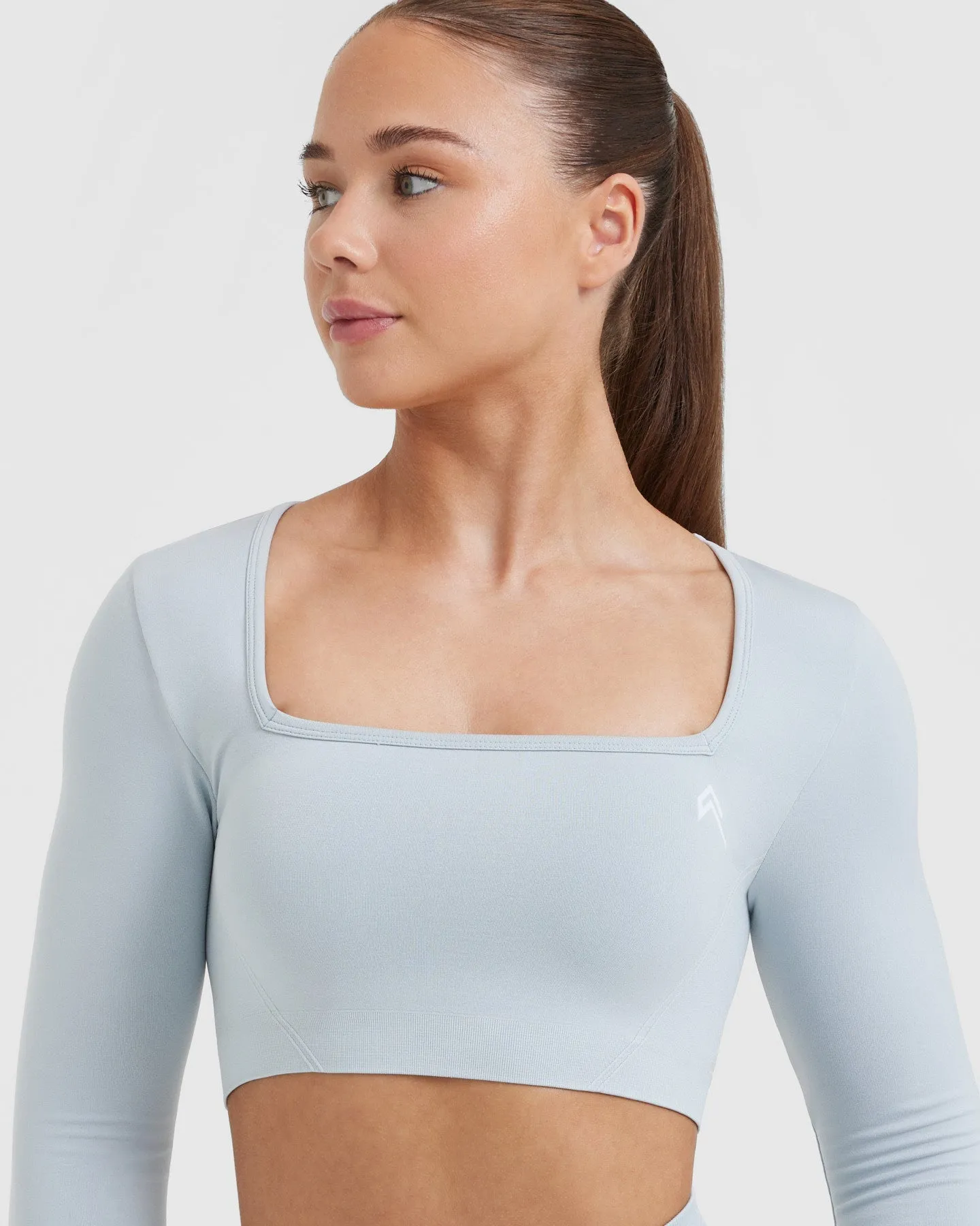 Effortless Square Neck Crop Long Sleeve Top | Ice Blue sold by Oner Active product image thumbnail 4