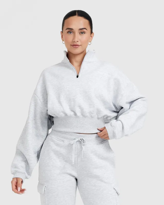 All Day Est 2020 Crop 1/4 Zip Sweatshirt | Light Grey Marl sold by Oner Active