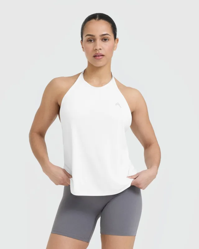 Go To High Neck Loose Crop Vest | White sold by Oner Active