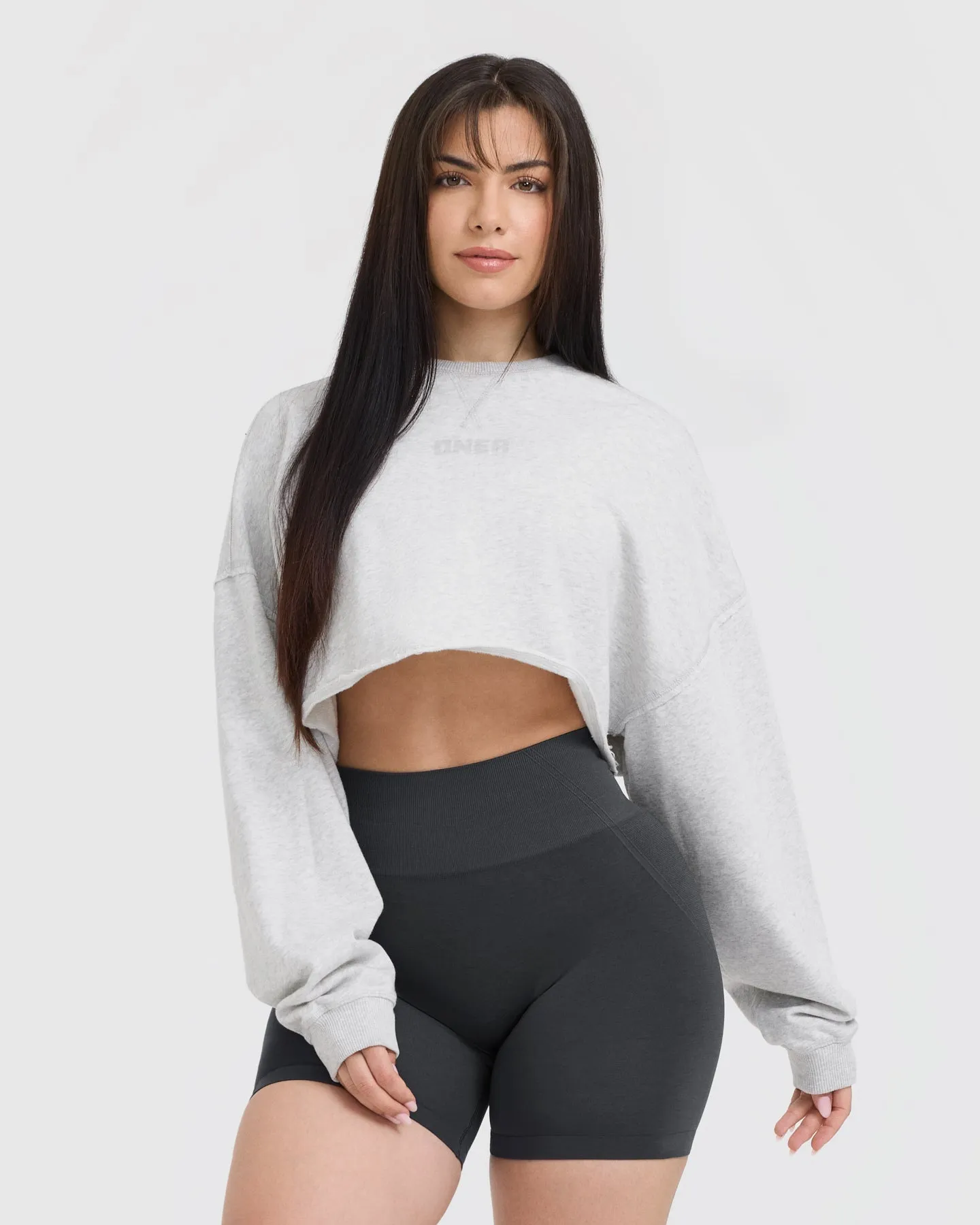 Raw Lounge Crop Sweatshirt | Light Grey Marl sold by Oner Active