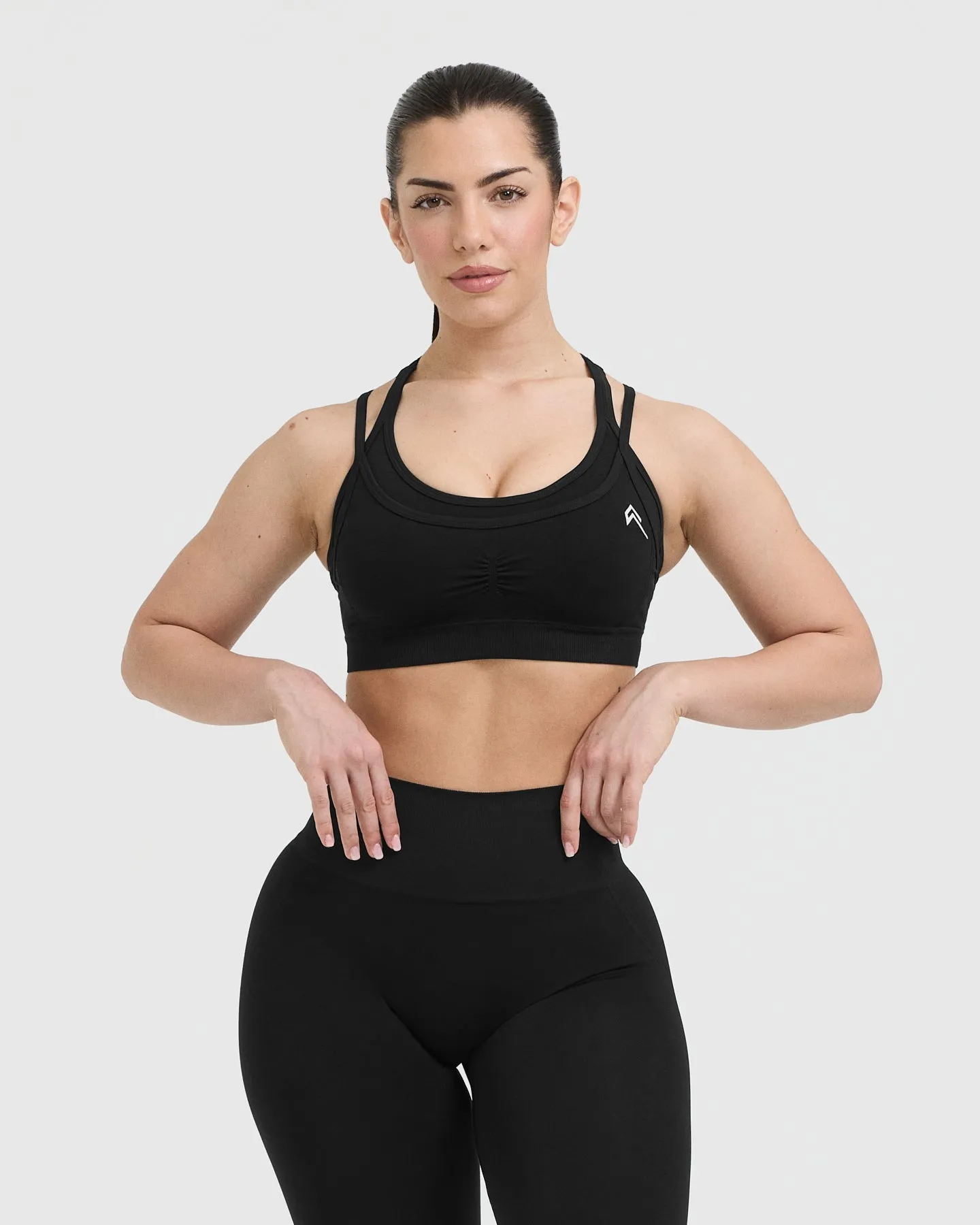 Effortless Seamless Layered Sports Bra | Black sold by Oner Active