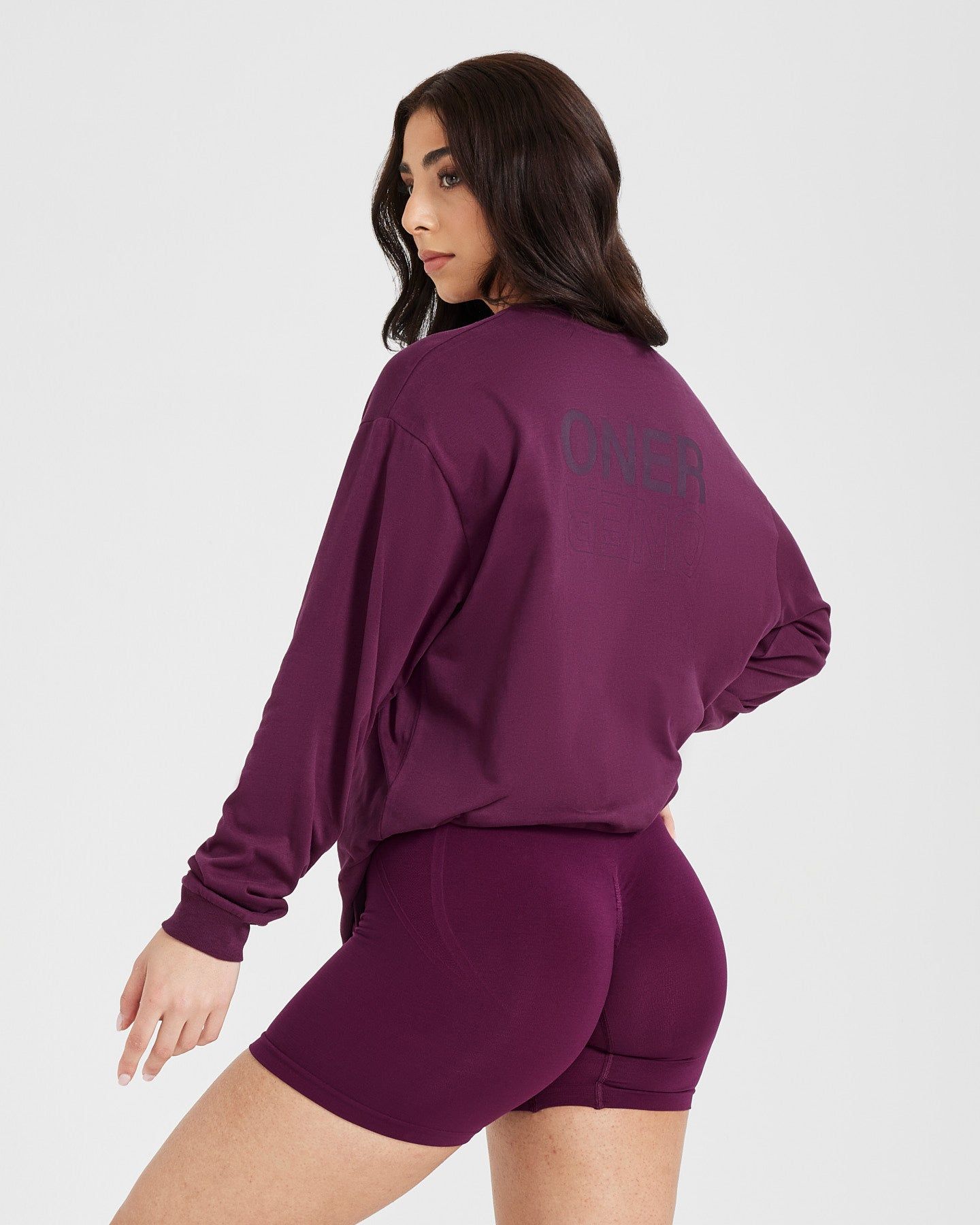 Classic Mirror Graphic Oversized Long Sleeve Top | Washed Ripe Fig sold by Oner Active product image thumbnail 2