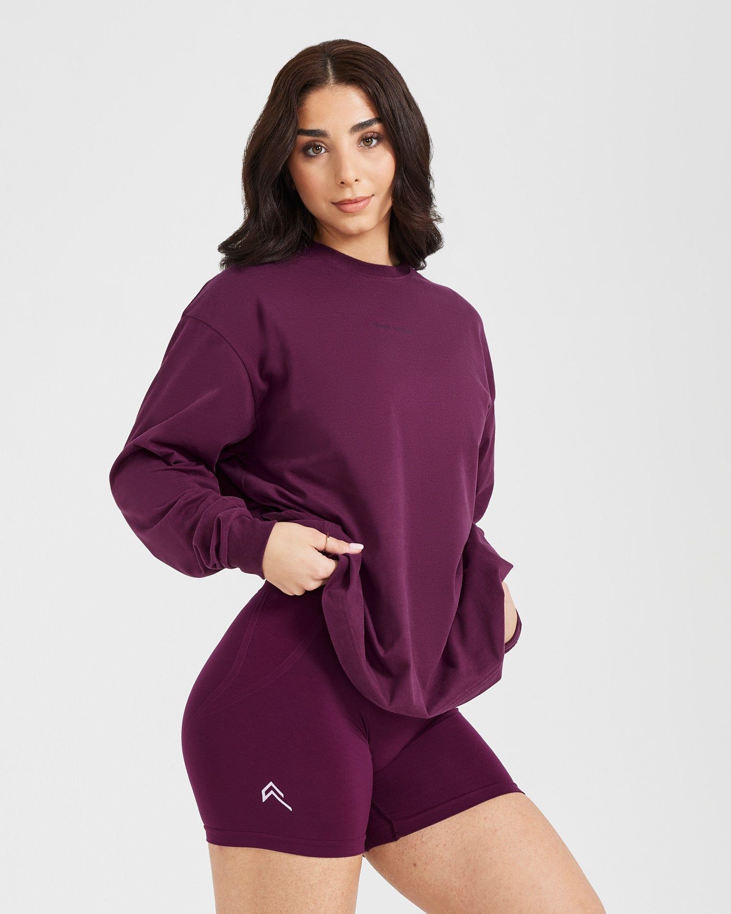 Classic Mirror Graphic Oversized Long Sleeve Top | Washed Ripe Fig sold by Oner Active product image thumbnail 3
