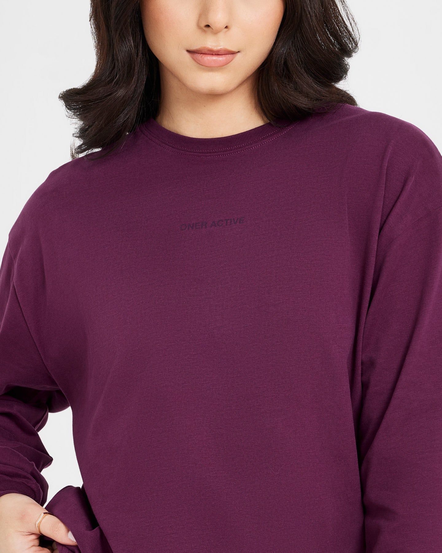Classic Mirror Graphic Oversized Long Sleeve Top | Washed Ripe Fig sold by Oner Active product image thumbnail 4