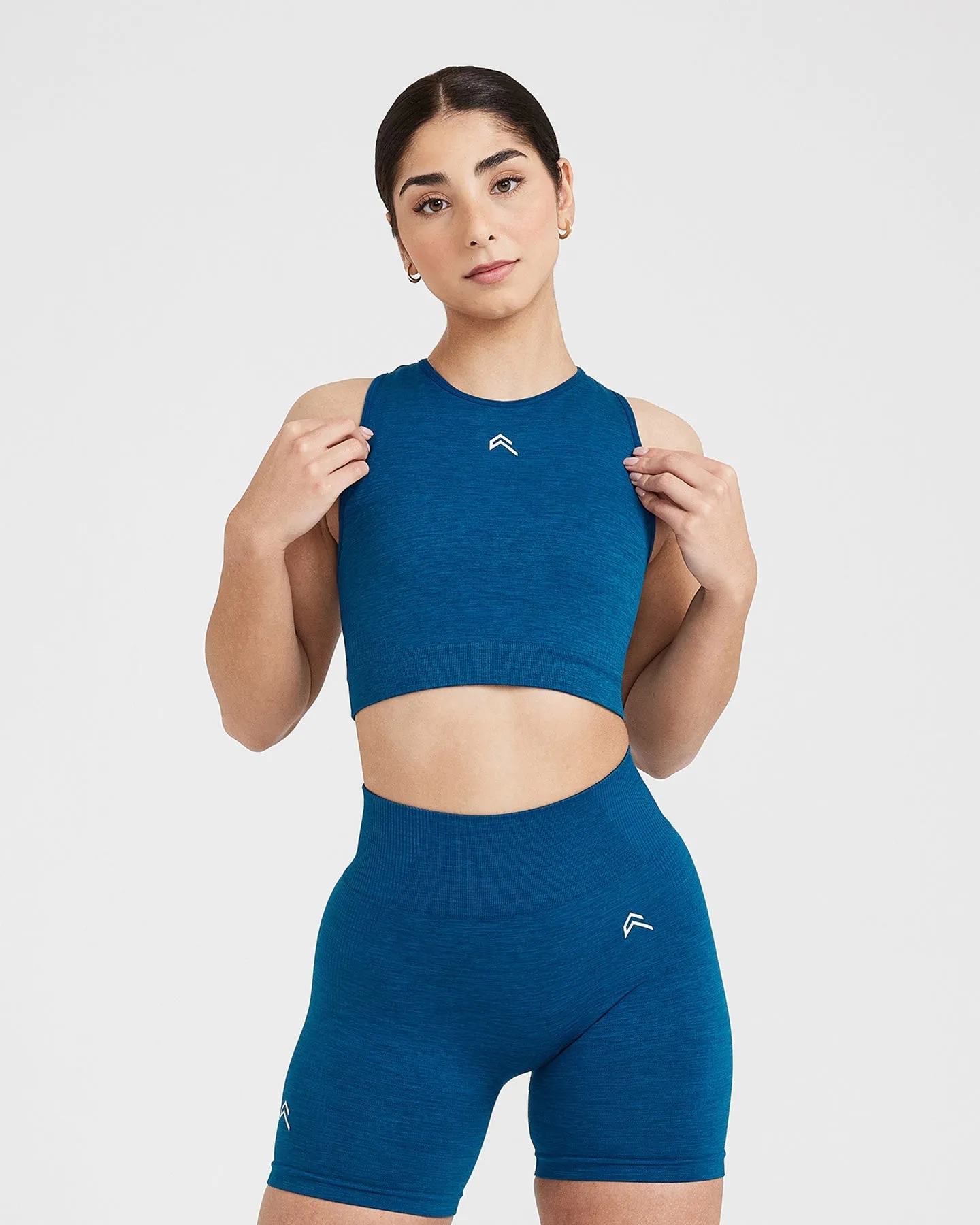 Classic Seamless 2.0 Crop Top | Petrol Blue Marl sold by Oner Active