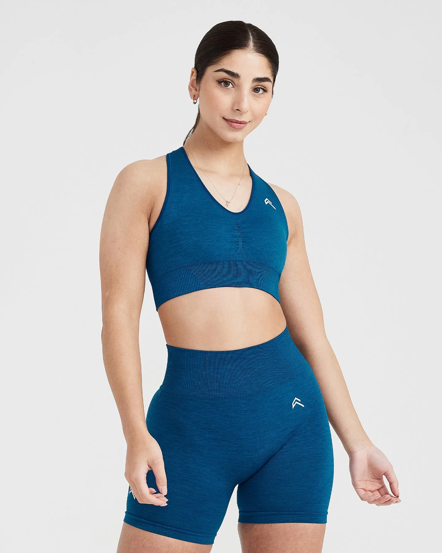 Classic Seamless 2.0 V-Neck Bralette | Petrol Blue Marl sold by Oner Active product image thumbnail 3