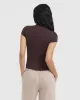Mellow Rib Mock Neck T-Shirt | Plum Brown sold by Oner Active