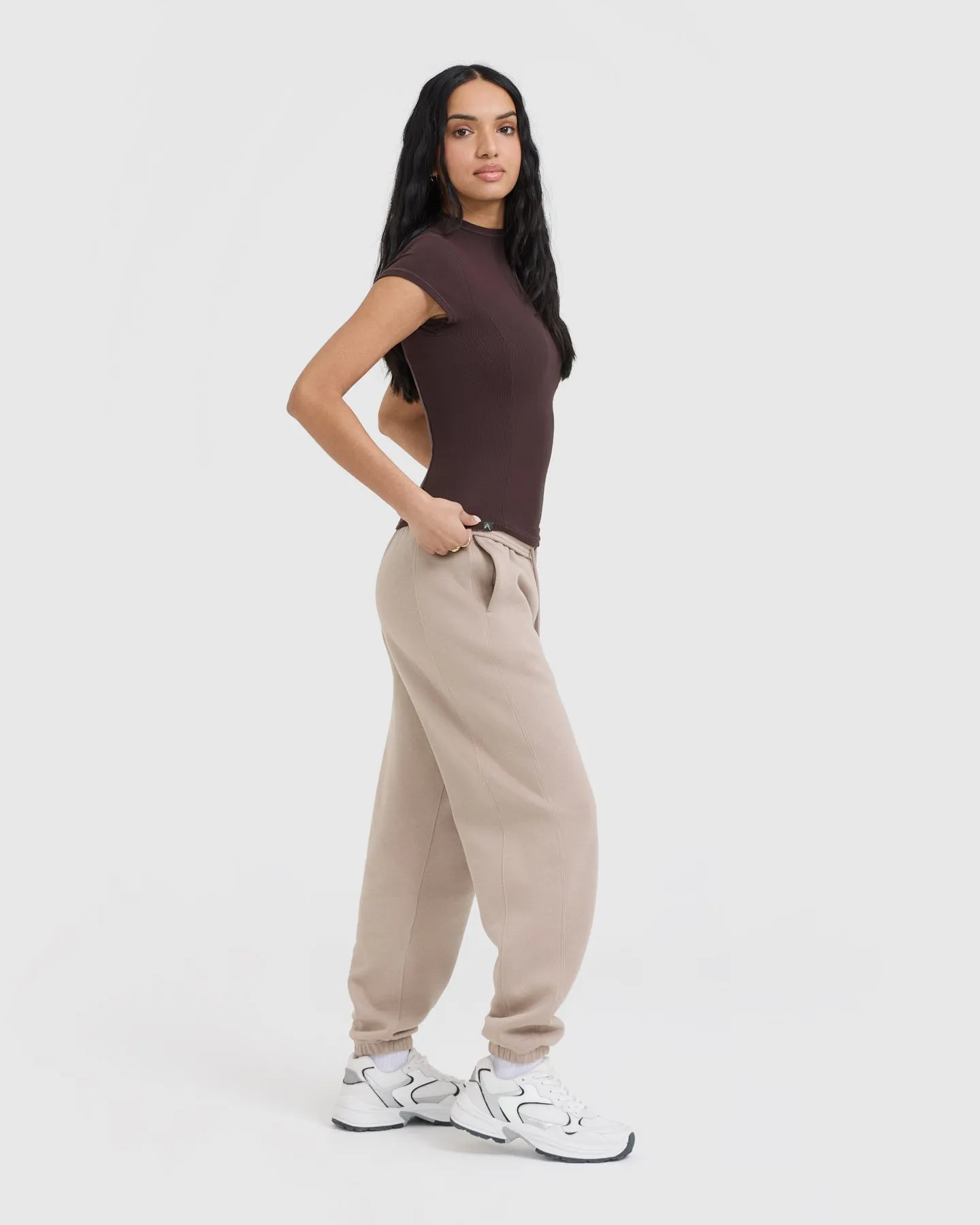 Mellow Rib Mock Neck T-Shirt | Plum Brown sold by Oner Active product image thumbnail 3