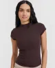 Mellow Rib Mock Neck T-Shirt | Plum Brown sold by Oner Active
