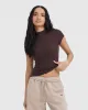 Mellow Rib Mock Neck T-Shirt | Plum Brown sold by Oner Active