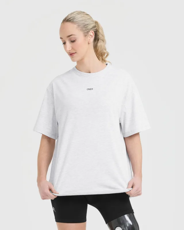 Classic Oner Graphic Oversized Lightweight T-Shirt | Light Grey Marl sold by Oner Active