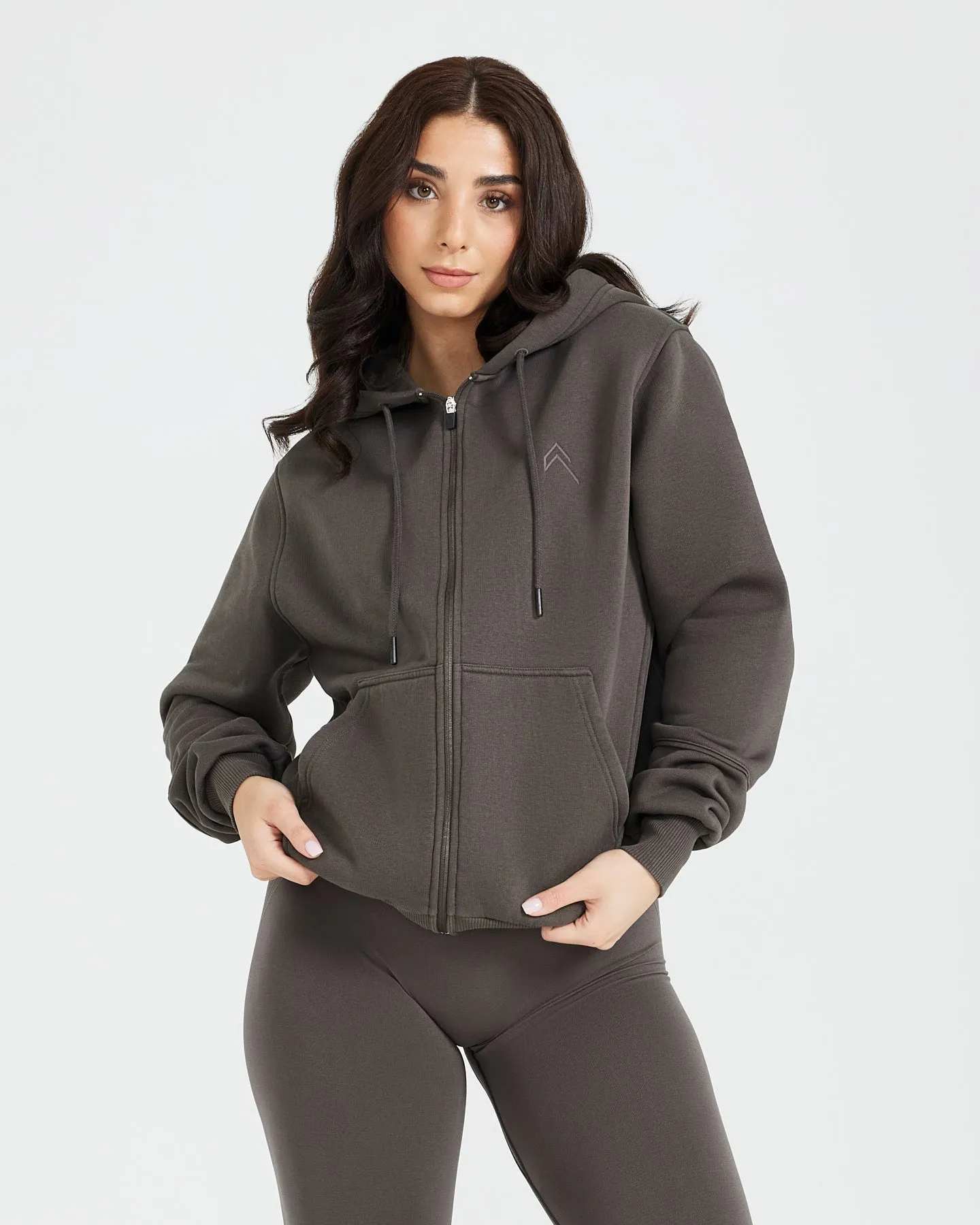 Classic Lounge Oversized Zip Through Hoodie | Deep Taupe sold by Oner Active